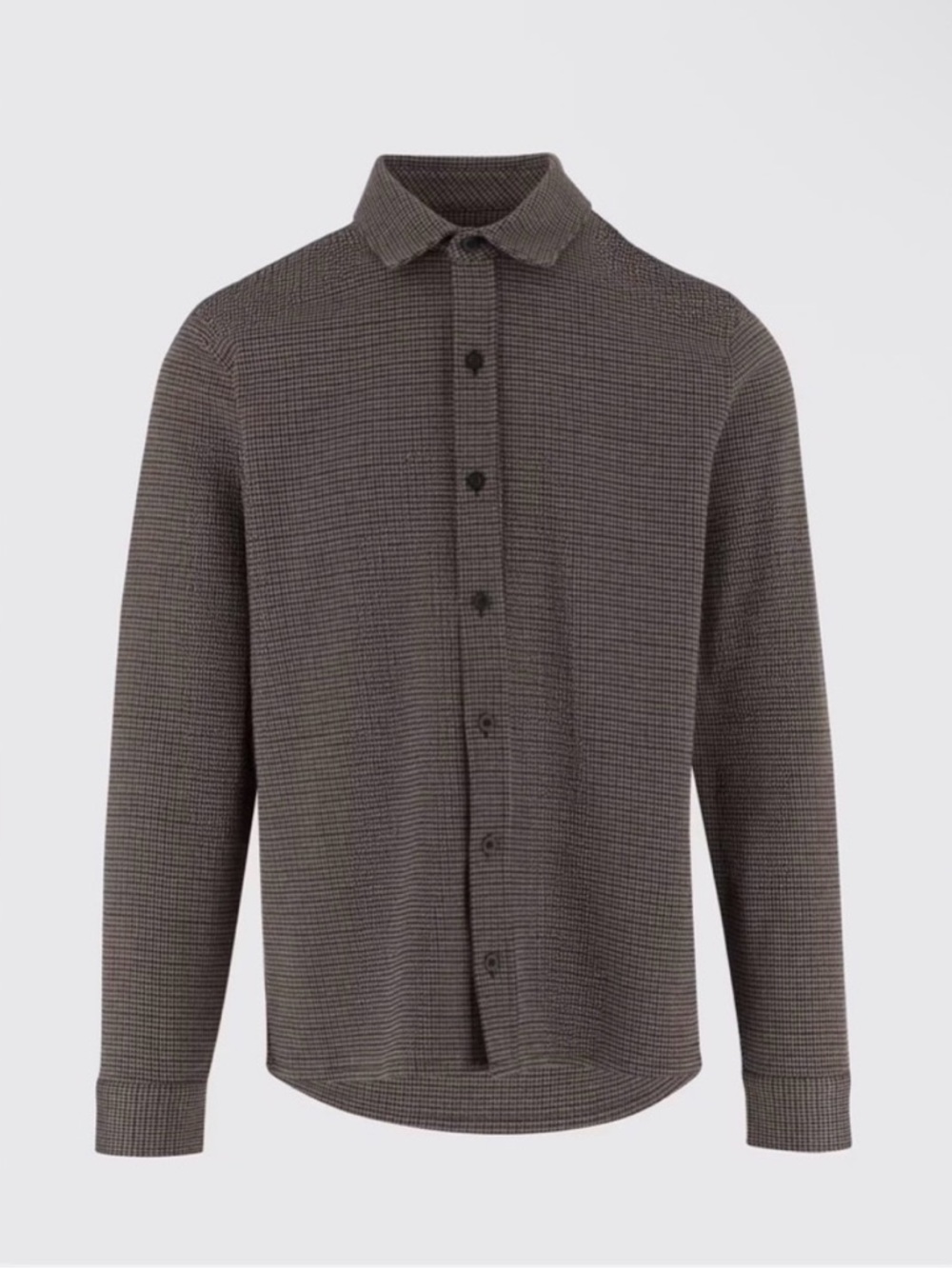 Vince Houndstooth Brown Cotton Blend Button Up Shirt Regular Fit, Sz Large